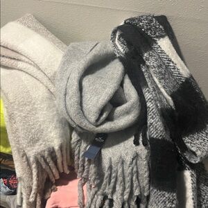 Gray and Black Plaid Scarves hollister